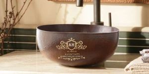 Single Bowl Table Top Wash Basin In Copper,