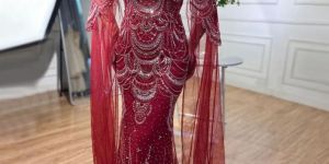 Maroon Royal Cape Gown