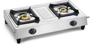 Double Burner Kitchen Cooktop with Cast Iron Pan Support