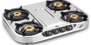 Four Burner Kitchen Cooktop with Cast Iron Pan Support