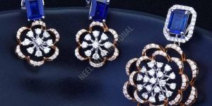 Diamond Stud Earring with Pendent