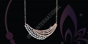 Solitaire Diamond Pendant with Black Beeds Chain