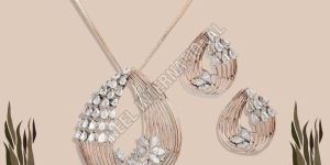 Solitaire Diamond Pendant Earring Set