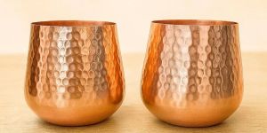 Hammered Copper Drinking Tumbler Set