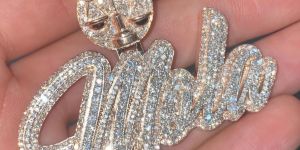 Golden Custom Diamond Name Pendant