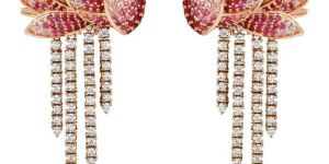 Ruby Blossom Tassel Moissanite Earrings