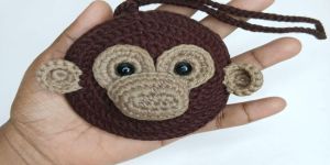Handmade Monkey Crochet Pouch