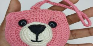 Handmade Pink Teddy Crochet Pouch