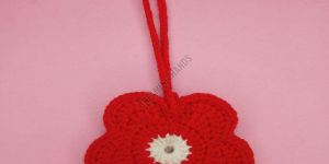 Handmade Red Flower Crochet Pouch