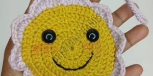 Handmade Sun Pattern Crochet Pouch