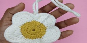 Handmade White Flower Crochet Pouch
