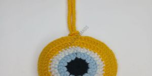 Handmade Yellow Evil Eye Crochet Pouch