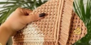 Beige Macrame Boho Cotton Sling Bag