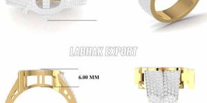 Textured Men Diamond Gold Ring