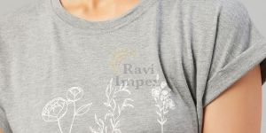 Ladies Printed Cotton Round Neck T-Shirt