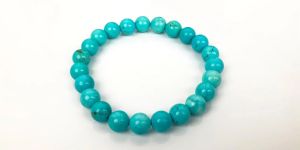 Turquoise Polished Beaded Stretch Bracelet