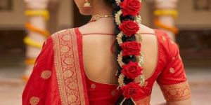 Artificial Red Rose Punjabi Hair Paranda