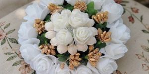 Artificial White Rose Flower Hair Bun
