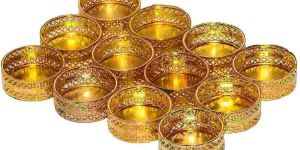 Decorative Golden Metal T-Light Candle Holder