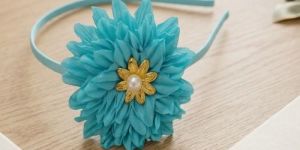 Handmade Turquoise Blue Floral Headband