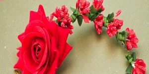 Red and Green Artificial Flower Hair Gajra