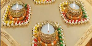 Set of 4 Piece Multicolor Decorative T-Light Candle