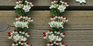 White and Green Artificial Flower Hair Gajra
