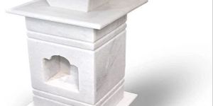 4.5 Feet White Marble Tulsi Stand