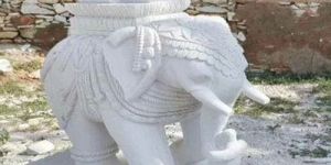 White Stone Elephant Statue