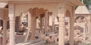 4x4 Feet Pink Stone Chhatri Temple