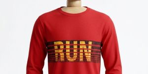 Mens Red Full Sleeve Round Neck T-Shirts