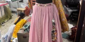 embroidered georgette lehenga set