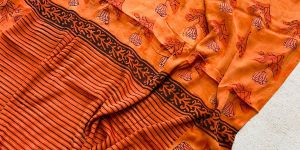 Ladies Modal Silk Bagru Hand Block Print Saree
