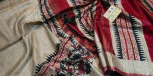 Ladies Pure Tussar Ghicha Printed Silk Saree