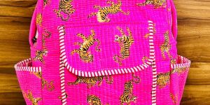 Tiger Print Quilted Cotton Backpack