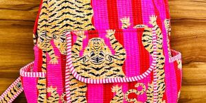Tiger Stripe Print Quilted Cotton Backpack