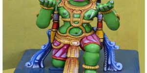 36 Inch Painted Wooden Abhaya Hanuman Statue