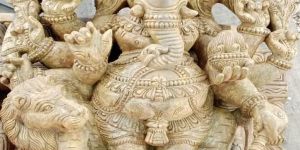 48 Inch Wooden Ganesha Idol