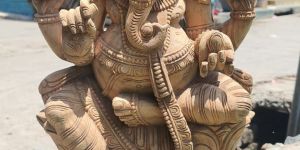 Wooden Ganesh Statue