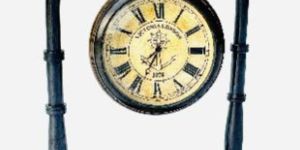 Victorian London 1876 Brass Table Clock with Compass Base