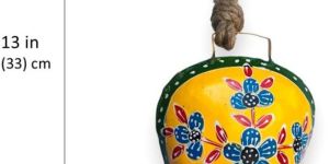 Yellow Floral Handpainted Iron Cow Bells
