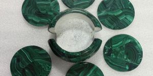 Handmade Malachite Stone Coaster Set