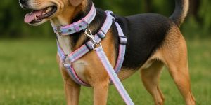 Nylon Red Black Dog Harness Collar Leash Set