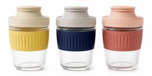 Travel Tumbler with Straw (350 Ml Premium Borosilicate Glass Cup Leak-Proof Lid Protective