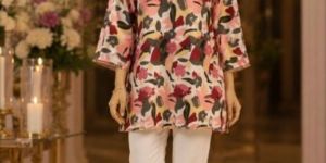 peach blossom printed kurti top