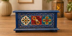 Royal Blue Handcrafted Wooden Storage Box