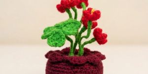 ruby bloom crochet flower pot