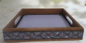 Violet Tranquil Rectangular Wooden Tray