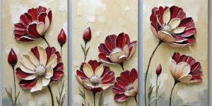 Rustic Red Blossom Floral Canvas Wall Painting