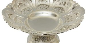 Silver Finish Decorative Serving Bowl